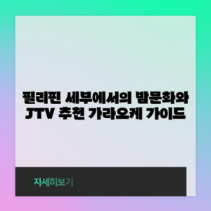 필리핀 세부에서의 밤문화와 JTV 추천 가라오케 가이드