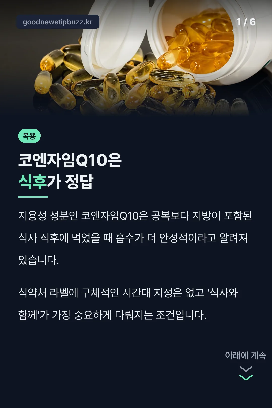 코엔자임Q10 식후 섭취가 정답