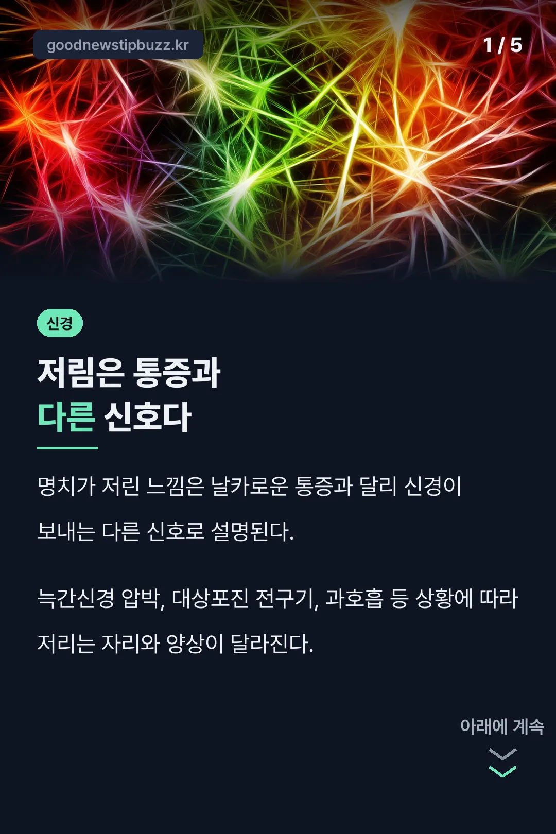 저림과 통증이 다른 신호라는 사실