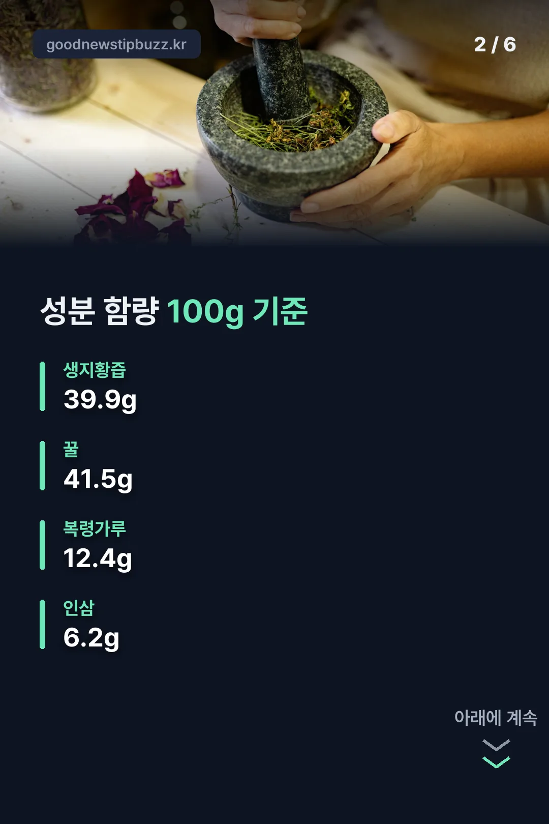 성분 함량 100g 기준