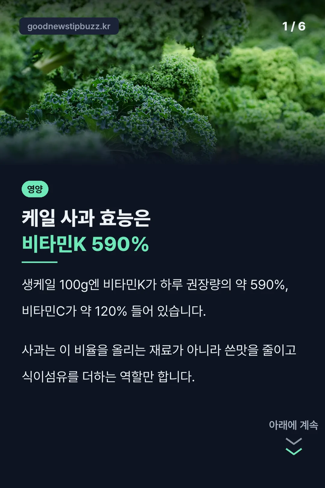 케일 사과 효능 비타민K 590%